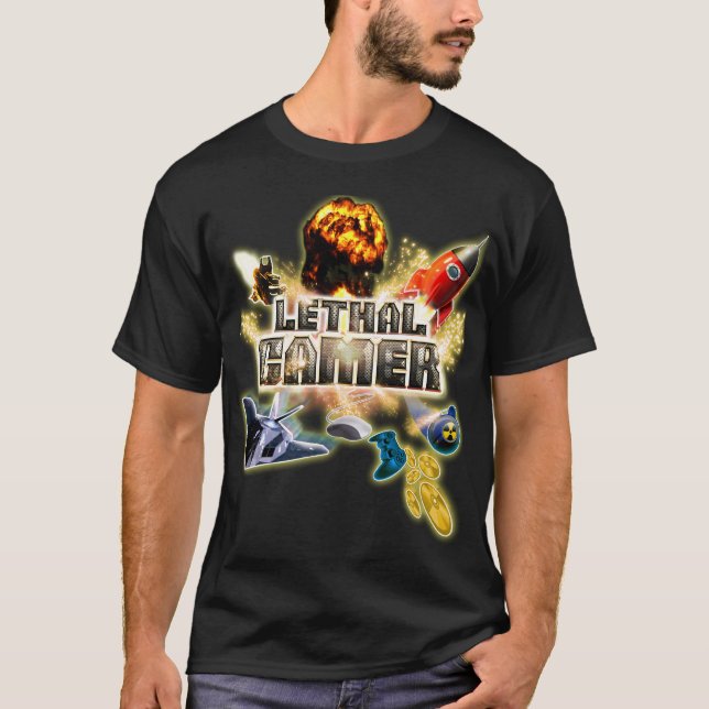 Gamer letal da camisa temático do jogo de (Frente)