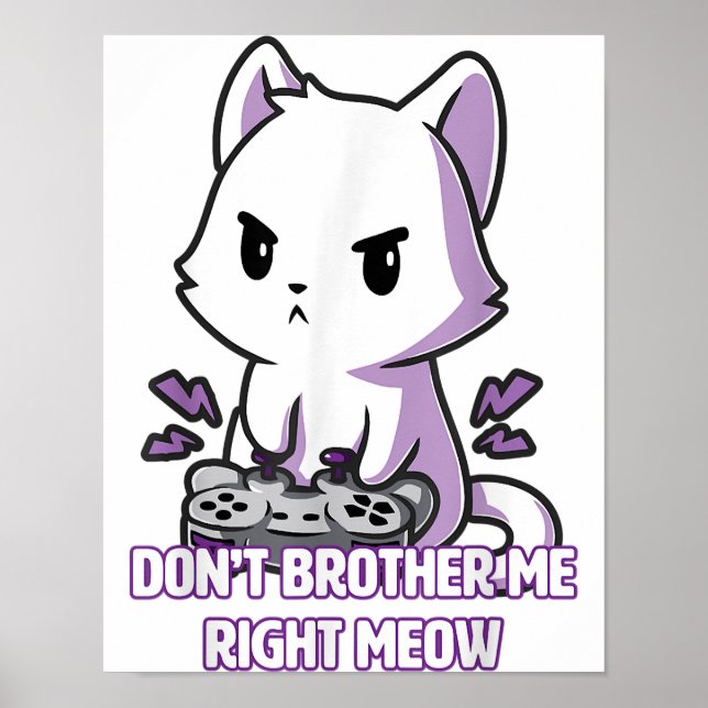 Gaming Cat Meow | Poster de gato engraçado (Frente)