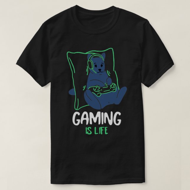 Gaming de Gatos é uma camiseta de Jogos da Vida (Frente do Design)