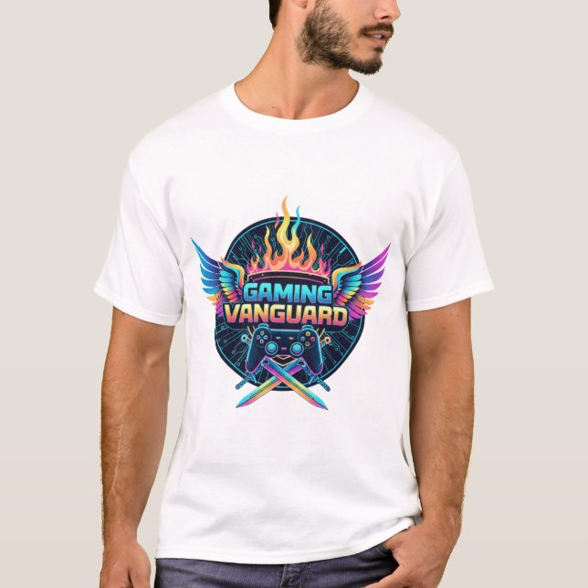 Gaming Vanguard Neon Crest T-Shirt | Futuristic Ga (Frente)