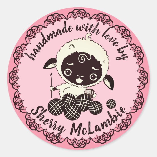 Gancho de cordeiro bonito feito à mão com adesivo  (Frente)