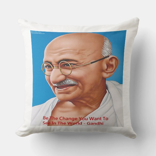 Gandhi & Be The Change Citação Almofada de Algodão (Frente)