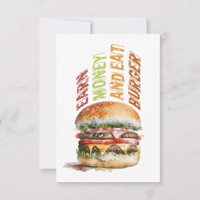 Ganhe Dinheiro E Coma Burger, Design Humoroso Burg (Frente)