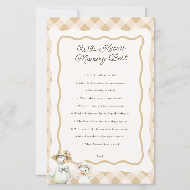 Ganhe Quem Conhece O Melhor Jogo De Chá de fraldas (Frente)