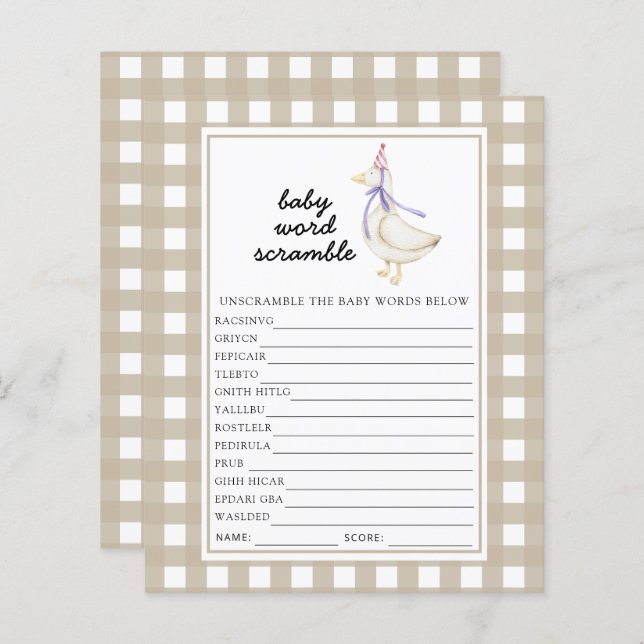 Ganso de bobo - Jogo de Fragmentação de Palavras d (Frente/Verso)