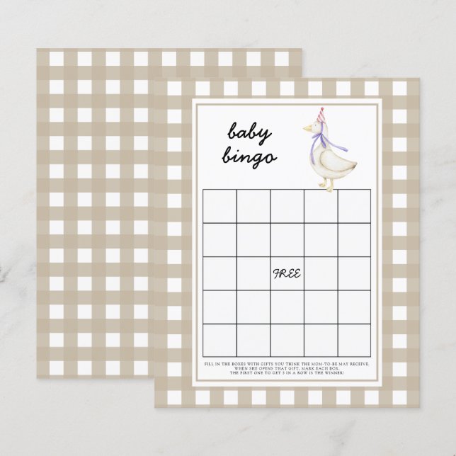 Ganso do bobo - jogo de bingo do Chá de fraldas (Frente/Verso)