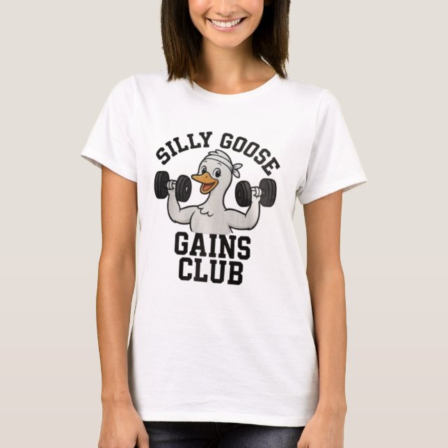 Ganso Engraçado para Academia, Camiseta de Animal  (Frente)