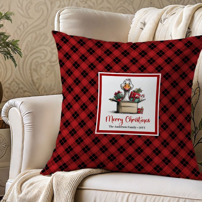 Gansos Natalinos Excêntricos Almofada Caprichosa D (Christmas Quirky Geese Whimsical Pillow Decor)