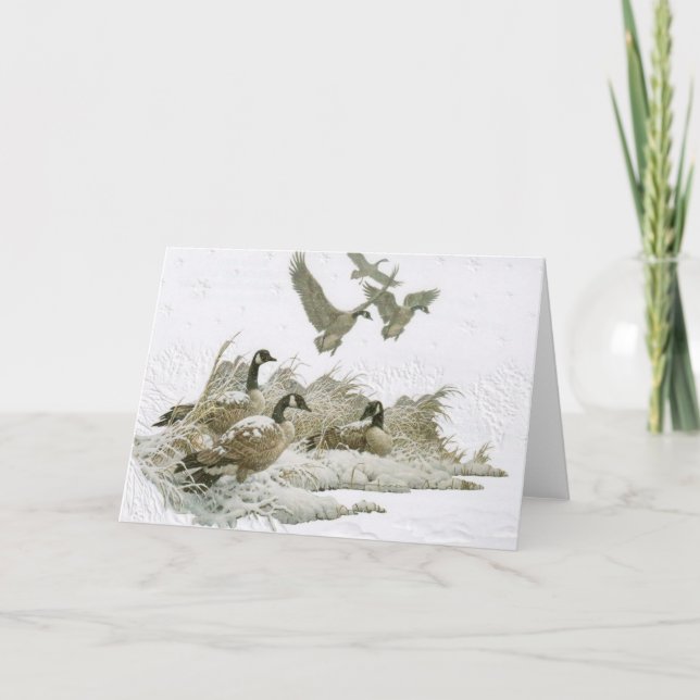 Gansos Selvagens Em Cartão De Natal De Neve (Vazio (Frente)
