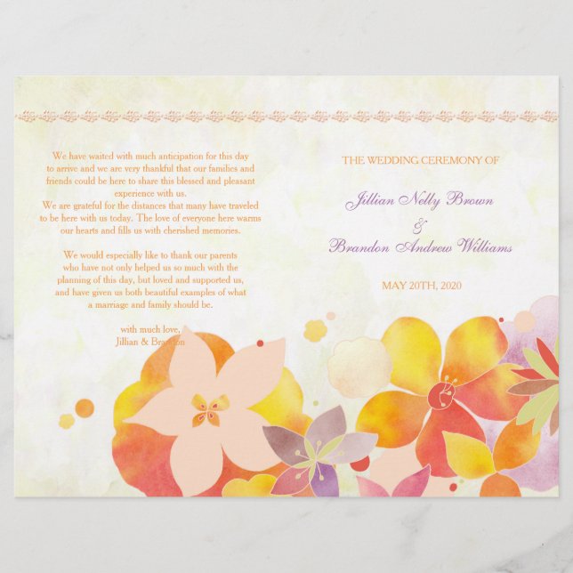 Garden Breeze Floral Weding Bi Fold Program (Frente)