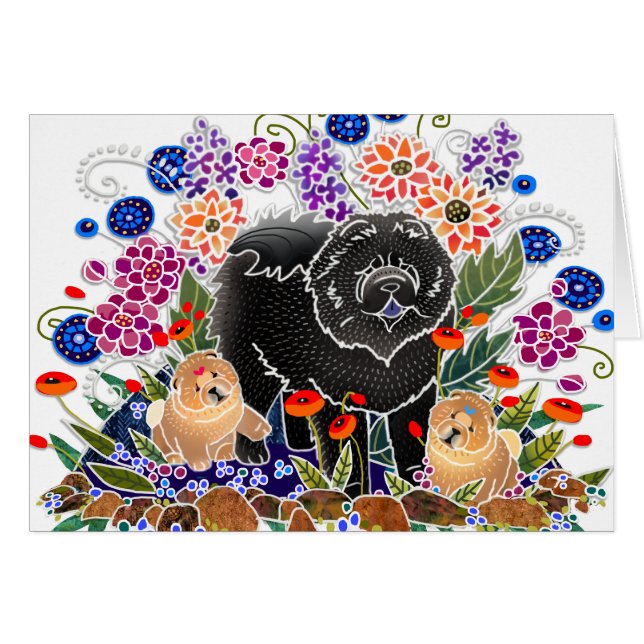 GARDEN PARTITY Chow - Cartões de arte de Sandra Mi (Frente Horizontal)