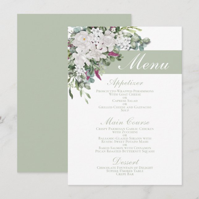 Gardenia / Snapdragon 4,5" x 6,25" Menu de Sage (Frente/Verso)