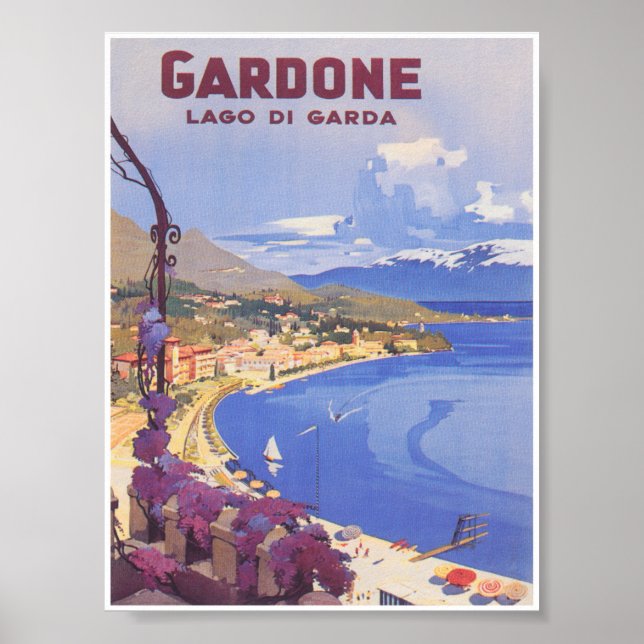 Gardone Itália Viagens vintage de Poster (Frente)