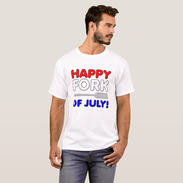 Garfo de Julho Camiseta Engraçada (Frente Completa)