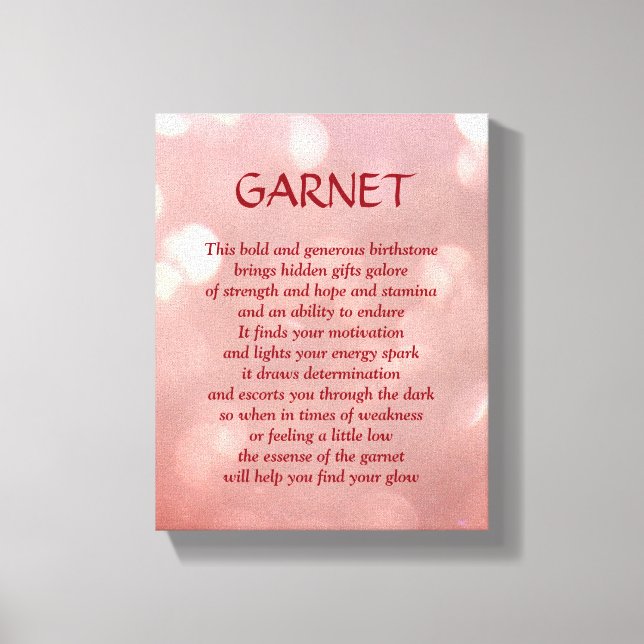 Garnet - canvas de arte do poema em janeiro (Frente)