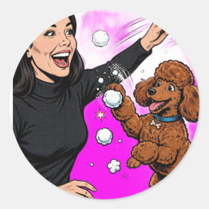 Garota Aconchegante ou Adesivo de Poodle – Melhore
