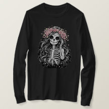 Garota Açúcar Crânio Gótico com Camiseta CrT-Flora