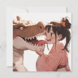 Garota Anime Amiga do Dinossauro