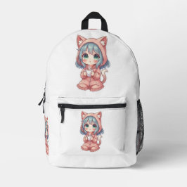 Garota Anime Kawaii Aconchegante com Capuz de Gato