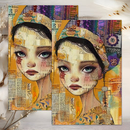 GAROTA BOHO MIXED MEDIA DECOUPAGE PAPEL DE SEDA