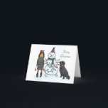 Garota bonita, boneca de neve e cartão de Natal de<br><div class="desc">Uma escolha excelente para qualquer pessoa na sua lista.</div>