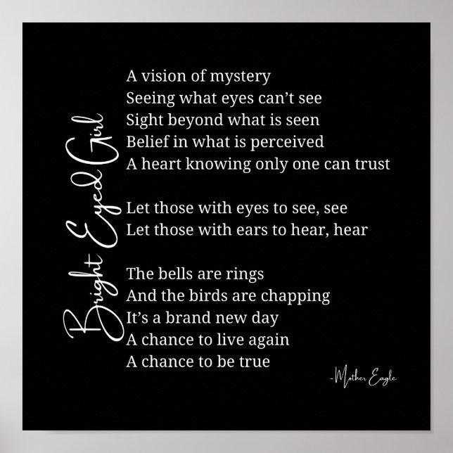 Garota Brilhante, Poster de Poem Wall Inspiron (Frente)