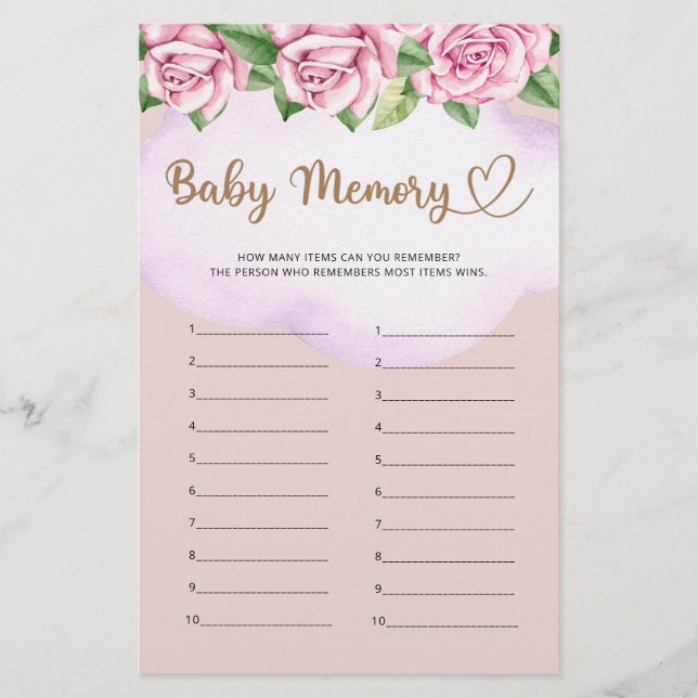 Garota chá de fraldas Memória de Bebê (Frente)