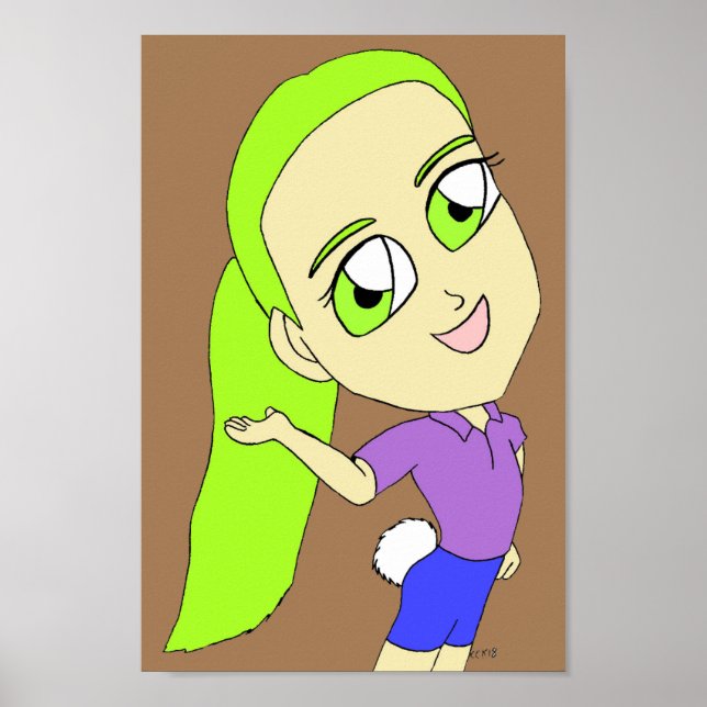 garota chibi com poster de rabo coelho (Frente)