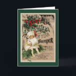 Garota com Cartão de Natal Vintage Branco<br><div class="desc">Aqui está uma linda imagem de natal vintage que mostra uma menina loira vestida de branco e com um abafador de pele branco. Em anos anteriores, esta imagem era um cartão publicitário. A imagem foi limpa e colocada sobre um fundo verde escuro. É divertido celebrar os Feriados da maneira antiga!...</div>