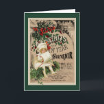 Garota com Cartão de Natal Vintage Branco<br><div class="desc">Aqui está uma linda imagem de natal vintage que mostra uma menina loira vestida de branco e com um abafador de pele branco. Em anos anteriores, esta imagem era um cartão publicitário. A imagem foi limpa e colocada sobre um fundo verde escuro. É divertido celebrar os Feriados da maneira antiga!...</div>