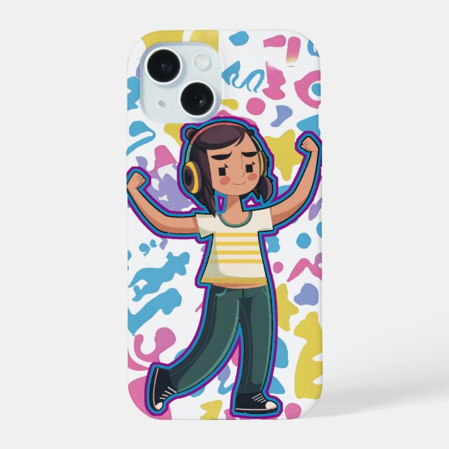 Garota com fones de ouvido confiantes e relaxantes (Verso)