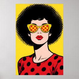 Garota com Óculos Amarelos Poster Pop Art