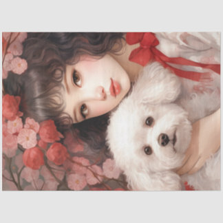 Garota com Papel Tecido Cachorro Bonito