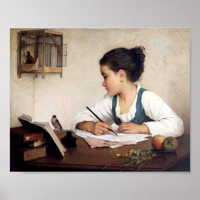 Garota com Poster de pássaro (Frente)