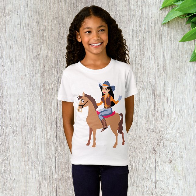 Garota Cowgirl Andando Em T-Shirt Com Meninas De C (Criador carregado)
