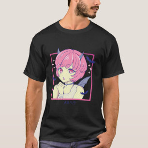 Garota de Animação Japonesa Mau de Camisa Pastel M