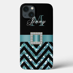 GAROTA DE CHEVRON CHEVRON TURQUOISTA PRETA