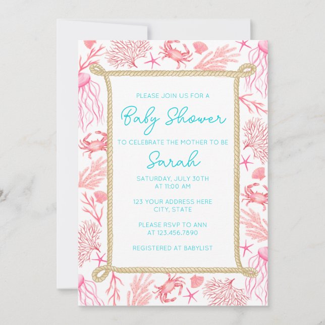 Garota de Convite de Chá de fraldas Náutico Costei (Frente)