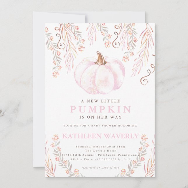 Garota de Convite para Chá de fraldas de Abóbora (Frente)