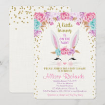 Garota de convite para chá de fraldas de Bunny