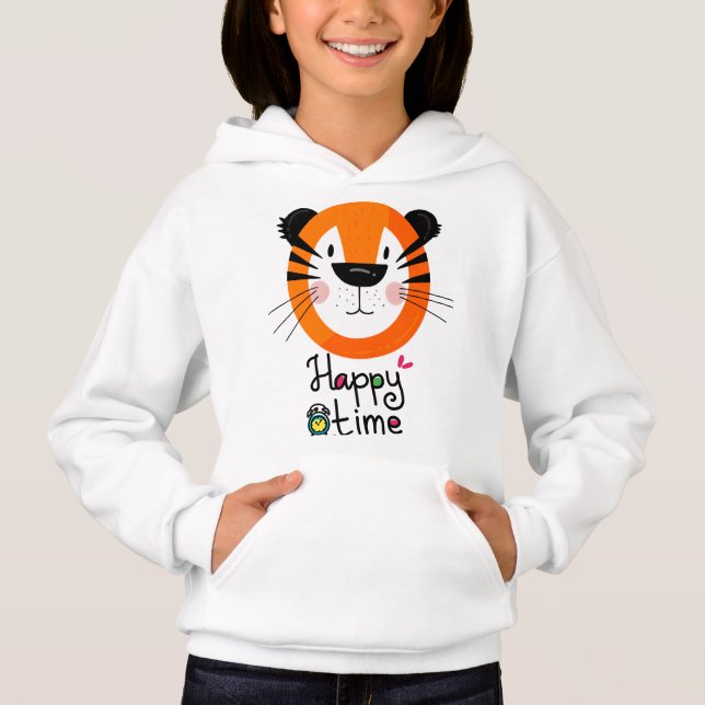 Garota de Design de rosto Tiger, Gente de Pullover (Frente)