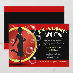 Garota de Flapper dos anos 20 com Convites para Á