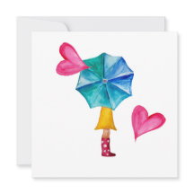 Garota de Guarda-Chuva Apaixonada Aquarela