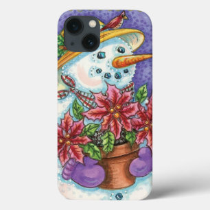 Garota de Natal Fofo Boneco de Neve com Poinsettia