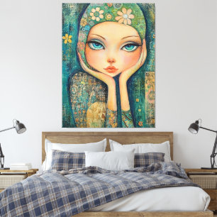 GAROTA DE OLHOS GRANDES IMPRESSÃO DE ARTE EM TELA 
