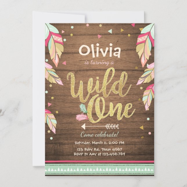 Garota de Primeiro aniversário de convite de um an (Frente)