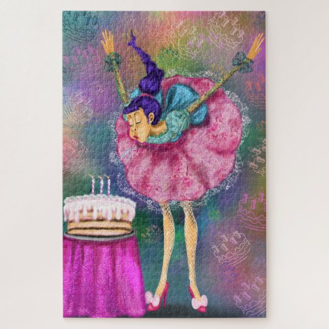 Garota de Quebra-cabeça de aniversário soprando ve (Vertical)