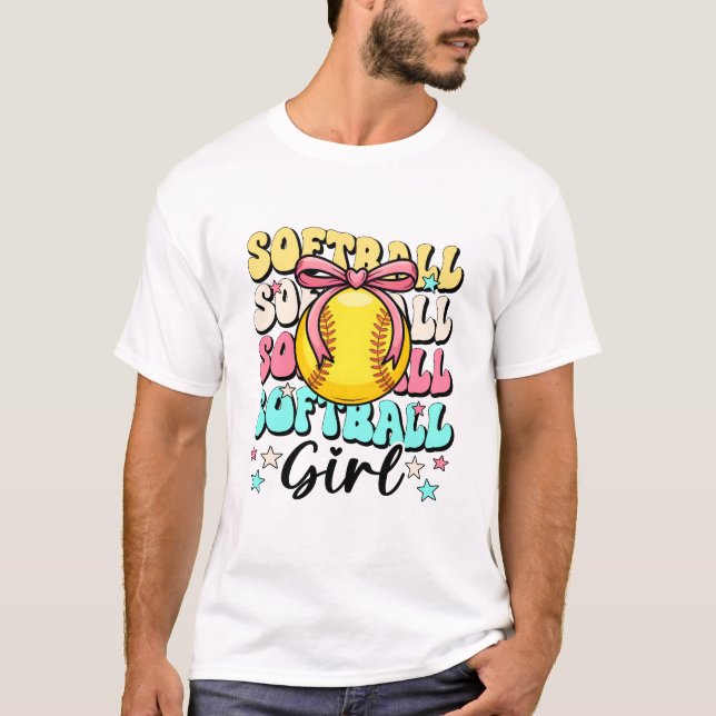 Garota de Softbol Groovy Camisas Coquette Bow Soft (Frente)