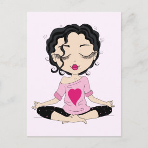 Garota de Yoga Cartão postal para cabelos preto