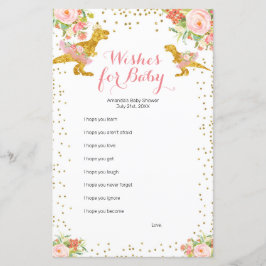 Garota Dino Dourada rosa deseja um jogo de bebês